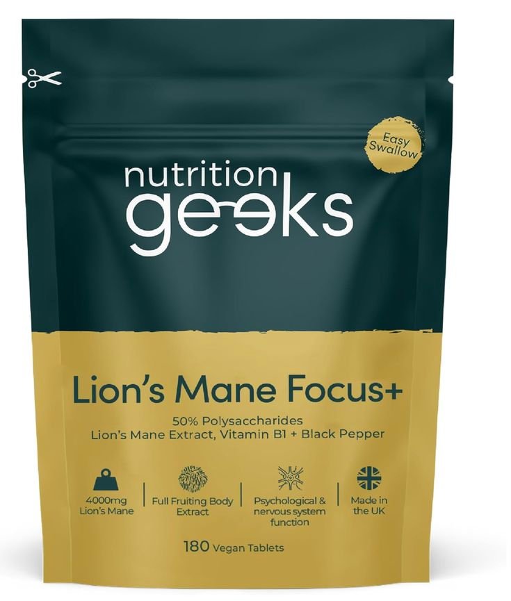 Lion’s Mane Supplement 4000mg with Vitamin B1 & Black Pepper – 180 Vegan Tablets: Your Natural Brain Boost
